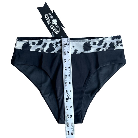 CRAZY TRAIN Cattle Boss Swimsuit Bottom NWT Western Cowprint Black Size Small - Picture 3 of 3